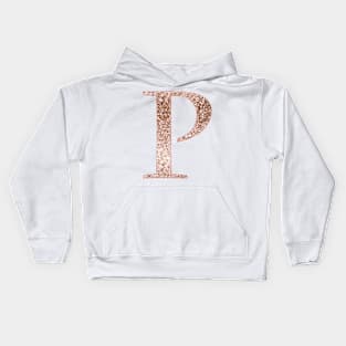 P rose gold glitter monogram letter Kids Hoodie